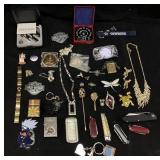 ASSORTED COSTUME JEWELRY, HARLEY DAVIDSON PINS,