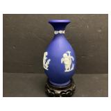 Antique Wedgwood Jasperware bud vase in blue and
