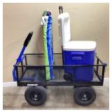 Beach cart lot. KOBALT utility cart, Igloo cooler