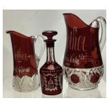 (3) EARLY 20th CENTURY RUBY RED FLASH GLASS
