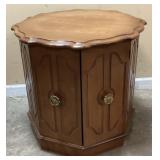MID CENTURY OCTAGONAL STORAGE END TABLE