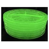 (8) ANCHOR HOCKING CAMEO URANIUM GLASS DIVIDED