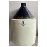 ANTIQUE 2-TONE SALT GLAZED 2gal STONEWARE JUG