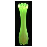 FOSTORIA HEIRLOOM URANIUM GLASS SWUNG VASE, 6in H