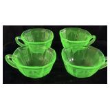 (4) ANCHOR HOCKING URNIUM GLASS PRINCESS TEA CUPS