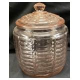 ANCHOR HOCKING PINK DEPRESSION GLASS COOKIE JAR