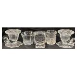 (5) VTG. CLEAR GLASS TOOTHPICK HOLDERS, FOSTORIA,