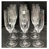 SET OF 9 OPTIC CRYSTAL CHAMPAGNE FLUTES