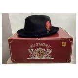 BILTMORE GOLDEN PHEASANT BLACK FELT HOMBURG HAT
