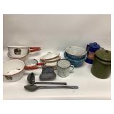 Vintage enamelware collection mix of white