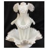 FENTON SILVER CREST MILK GLASS 5-PIECE EPERGNE,
