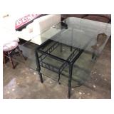 LARGE GLASS TOP PATIO TABLE & GLASS TOP COFFEE
