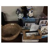 ASSORTED BATH FIXTURES, GRANITE SINK, DESK LAMPS,