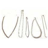 (5) ASSORTED SILVER 925 CHAINS, FIGARO, CHEVRON,