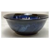 ARTIST SIGNED BLUE DRIP GLAZE POTTERY BOWL