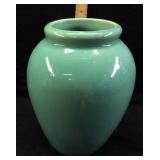 VTG. 13in TURQUOISE TEAL BLUE GLAZE CERAMIC VASE