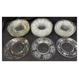 (3) SETS OF VTG. GLASS PLATES, FOSTORIA, TIFFFIN