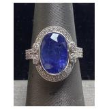 PLATINUM SAPPHIRE & DIAMOND RING, SIZE 7, RARE