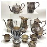 ASSORTED SILVER PLATE TEAPOTS, COFFEE POTS,