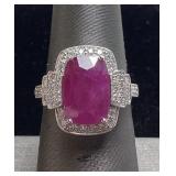 PLATINUM RUBY & DIAMOND RING, SIZE 7, EXTREMELY