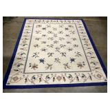 IVORY INDIAN DHURRIE STYLE FLORAL ABSTRACT RUG