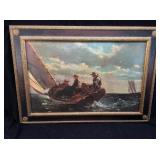 ANTIQUE OIL ON CANVAS BY WINSLOW HOMER, BREEZING