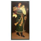 Vtg Folk Art Father Christmas signed by Harry