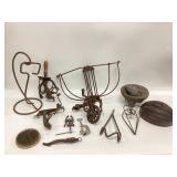 Vtg Cast iron and metal tools Apple peeler, can