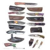 (10) ASSORTED DAMASCUS STEEL KNIVES, 9 WITH