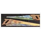 (2) HAND PAINTED VTG. FOLK ART SAWS, ARTIST