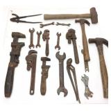 ASSORTED VTG. WRENCHES, ADJUSTABLE MONKEY WRENCH,