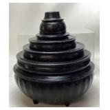 ANTIQUE BURMESE BLACK LAQUER MONK TIERED
