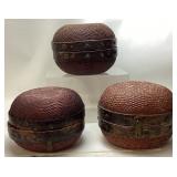 (3) 19th/MID 20th CENTURY CHINESE WOVEN BASKET HAT
