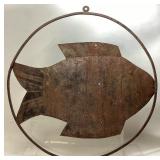 VTG. RUST-COVERED METAL FISH WALL ART, MADE IN