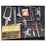 ASSORTED TOOLS, VALBE SEAT REAMER KIT, CLAMPS,
