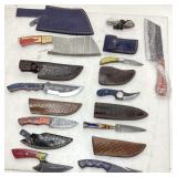 (10) ASSORTED DAMASCUS STEEL BLADE KNIVES, NEW