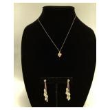 14k Gold Heart Pearl Necklace with dangling