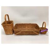3 Longaberger baskets signed