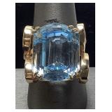 14KT YELLOW GOLD TOPAZ RING, SIZE 9.25, 15.6g