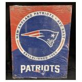 NEW ENGLAND PATRIOTS TWO TONE TIN SIGN, NEW