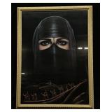 VTG. MIDDLE EASTERN FRAMED PRINT, ARABIC WOMAN