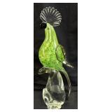 ART GLASS COCKATOO BIRD FIGURINE, 14in H