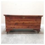 Vtg. Cedar Chest On Wheels and Fabric chest