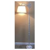VTG. WHITE CAST IRON FLOOR LAMP, 59in H