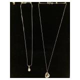 14k Gold two tone heart necklace and 14k white