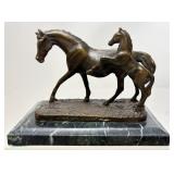 BRONZE EQUESTRIAN SCULPTURE MARE WITH FOAL