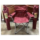 (3) RED OZARK TRAIL QUAD FOLDING CAMP CHAIRS w CUP