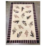 Wool hand-hooked accent rug vintage high-heel shoe
