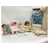Red vintage doll wardrobe trunk with Madame
