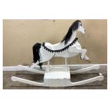 HAND CRAFTED WHITE WOODEN ROCKING HORSE